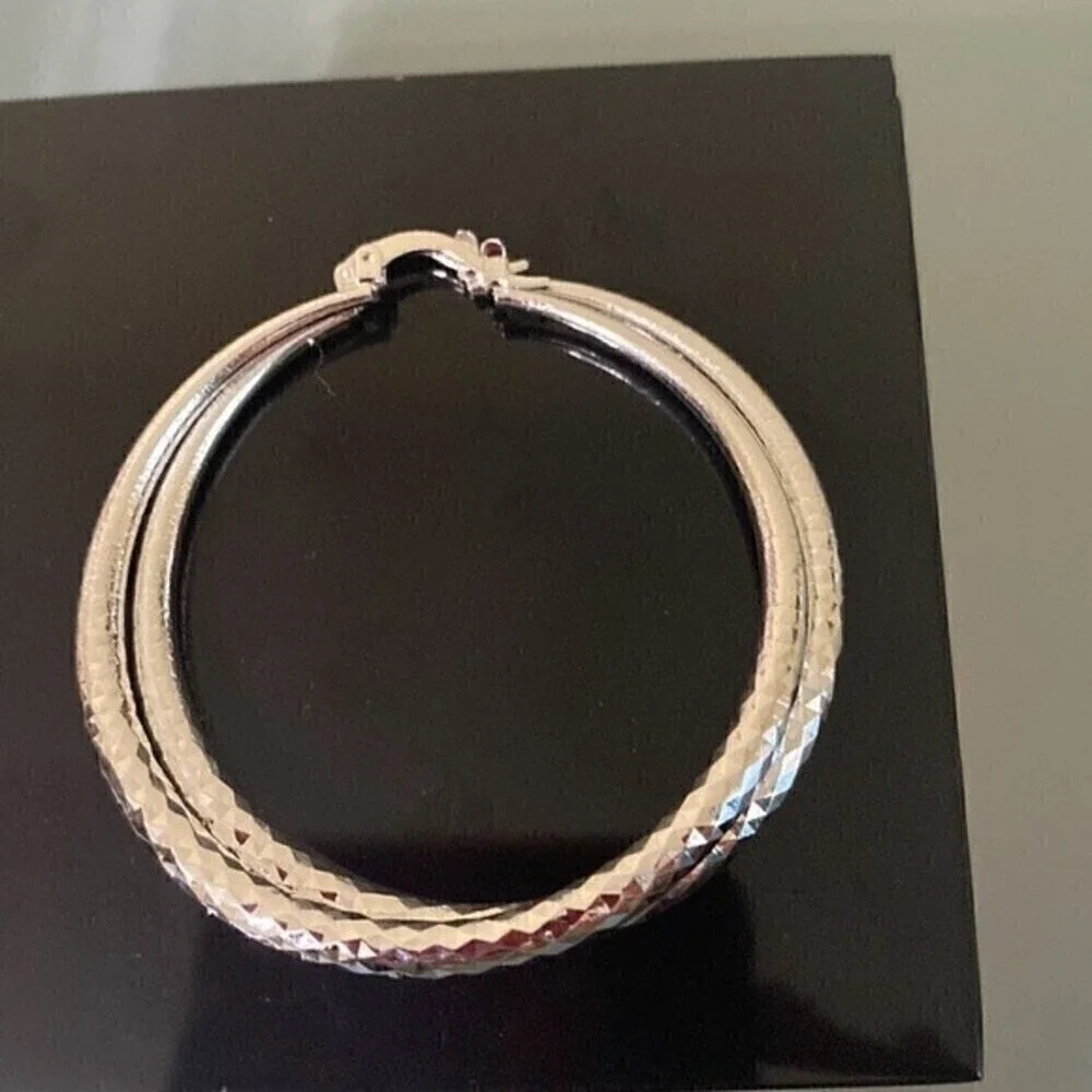 NEW Sterling SILVER Hoop Earrings 2 inch hoop MSRP: $140